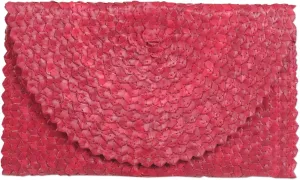 NOVICA Artisan Handmade Palm Leaf Clutch Handbag Fiber Indonesia Natural Handbags Red Aurora Clutches Solid Materials ' Trance in Ruby Red'