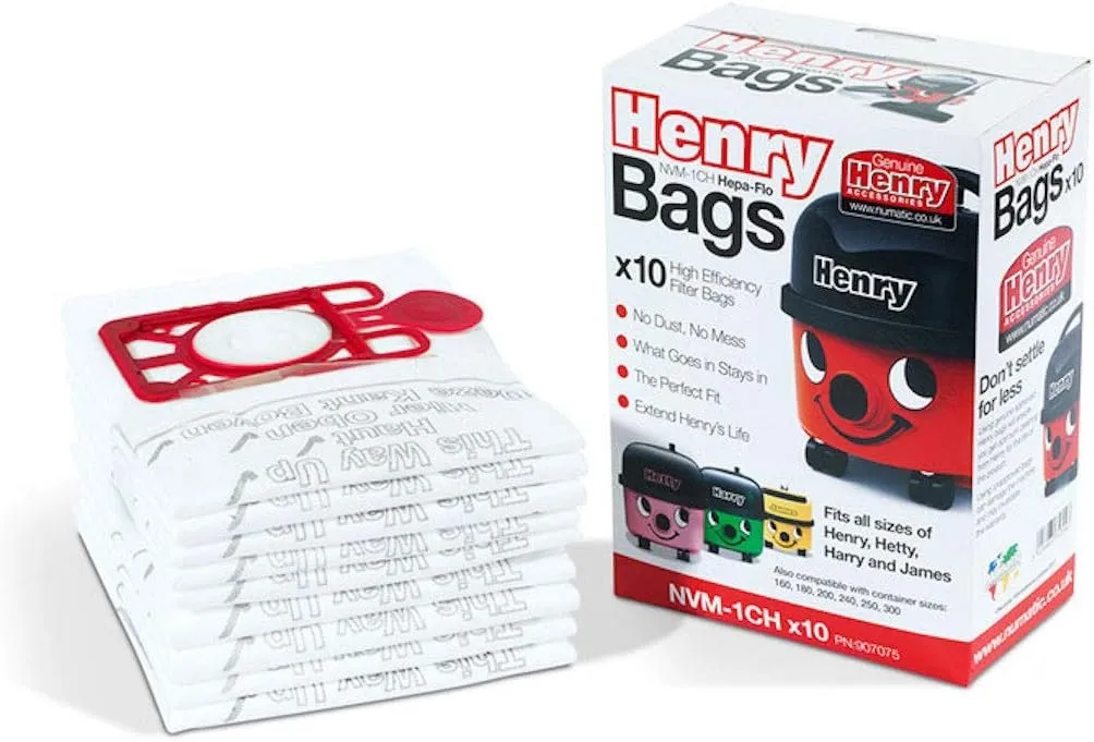 Numatic NVM-1CH Numatic Henry and James Cleaner Bags, Pack of 10