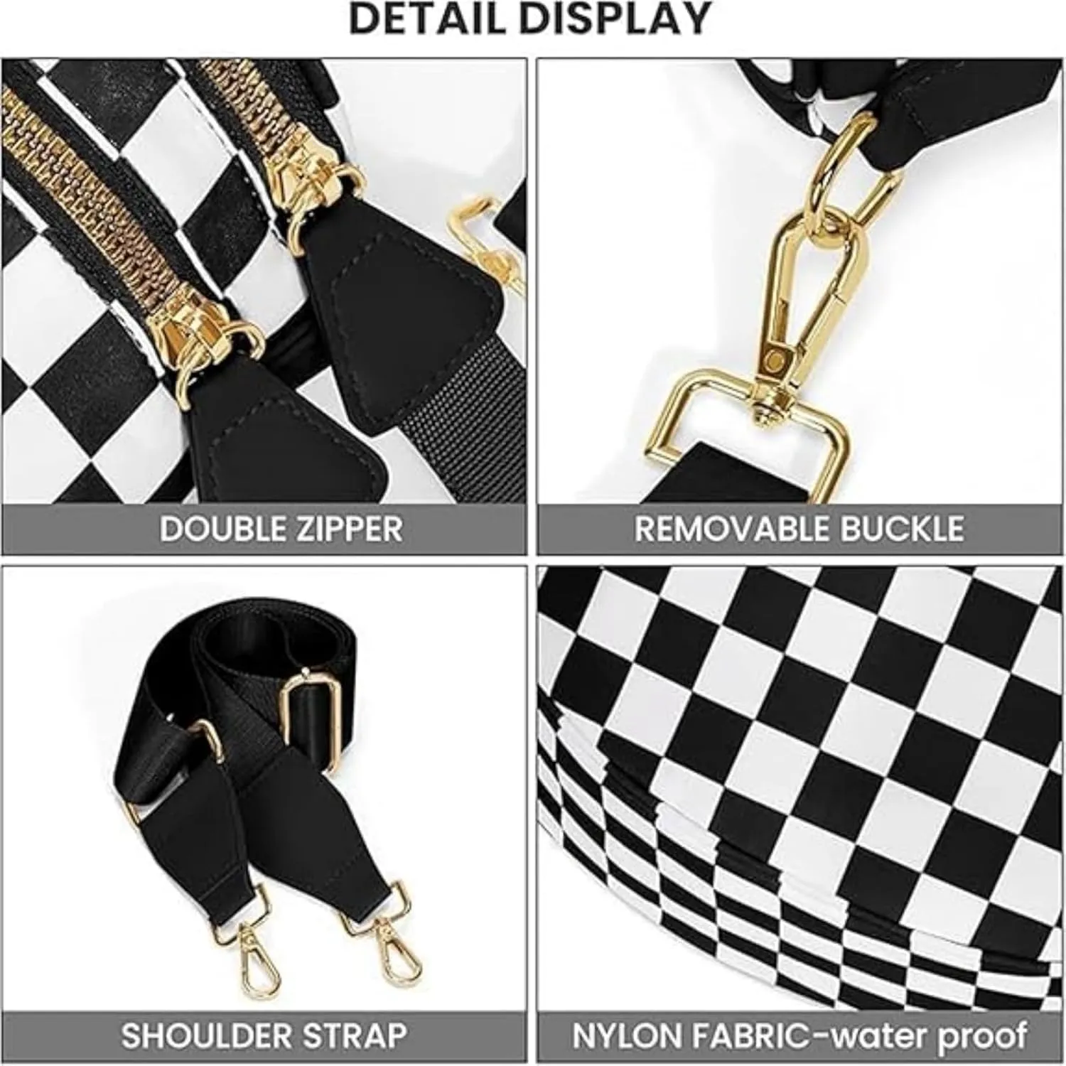 Nuvore ComfortBag, Nuvore Crossbody Bag, Spacious Stylish Checkered Bum Bag, Checkered Crossbody Bag, Bumbags for Women