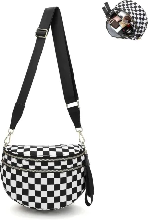 Nuvore Crossbody Bag, Checkered Crossbody Bags for Women, Westlyn Woven Bum Bag Crossbody, Bum Bags Large Capacity