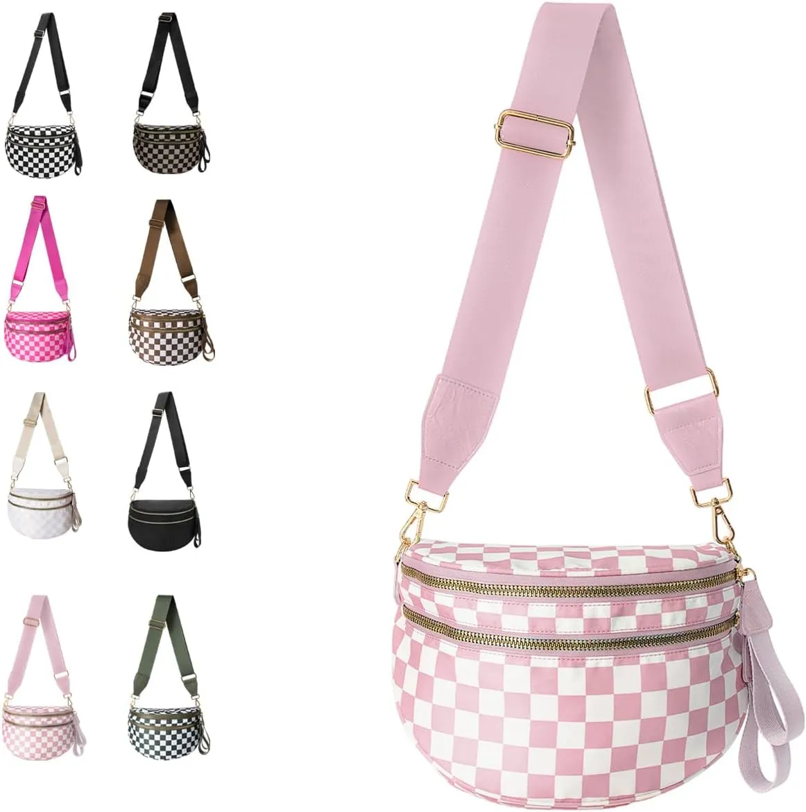 Nuvore Crossbody Bag, Checkered Nylon Crossbody Bag for Women, Large Capacity Shoulder Bag Fashionable and Versatile