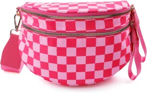 Nuvore Crossbody Bag, Nuvore ComfortBag, Spacious Stylish Checkered Bum Bag, Checkered Crossbody Bag for Women