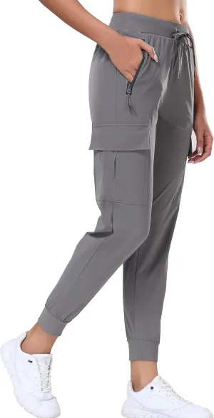 Oalka Women's Cargo Hiking Pants Lightweight Travel Pockets Joggers Quick Dry