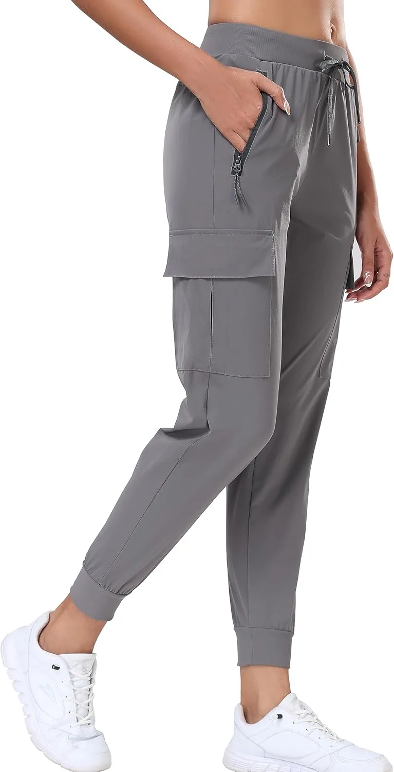 Oalka Women's Cargo Hiking Pants Lightweight Travel Pockets Joggers Quick Dry