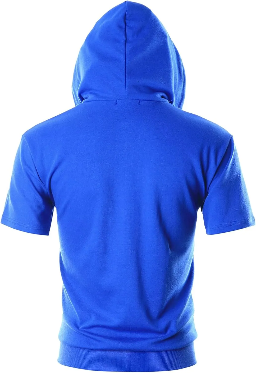 Ohoo Mens Slim Fit Zip up Hoodie Short Sleeve Thin Jacket Full Zip Sweatshirt with Kanga Pocket