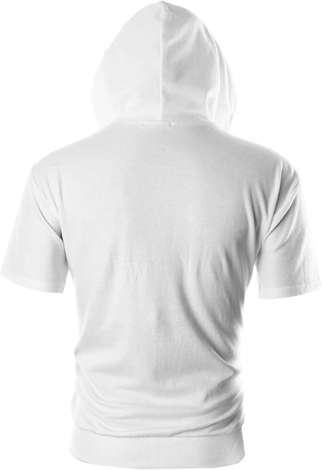 Ohoo Mens Slim Fit Zip up Hoodie Short Sleeve Thin Jacket Full Zip Sweatshirt with Kanga Pocket