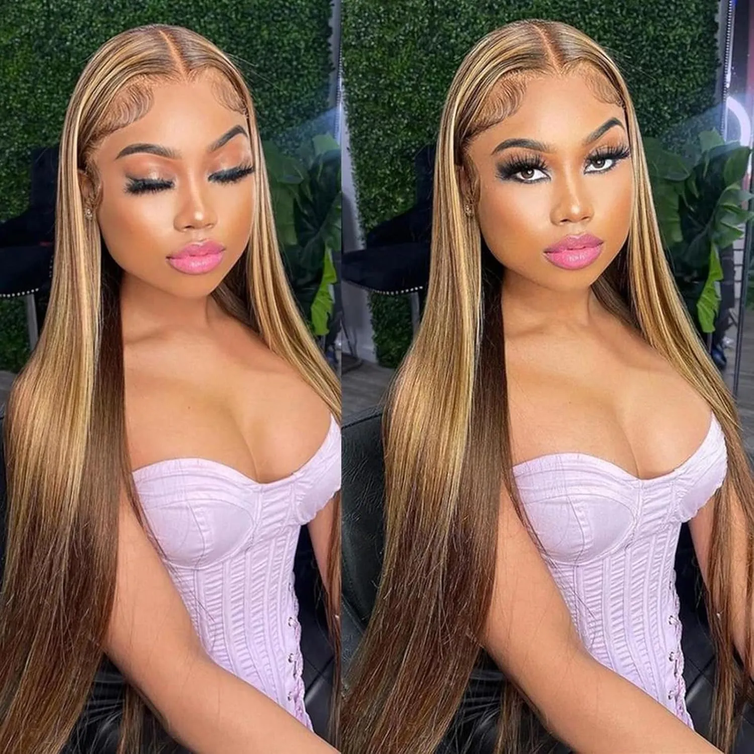 Ombre Lace Front Wig Human Hair 28inch Highlight 13x4 HD Straight Lace Front Wigs 180% Density 4/27 Colored Honey Blonde HD Lace Frontal Wigs For Women Glueless Pre Plucked with Baby Hair