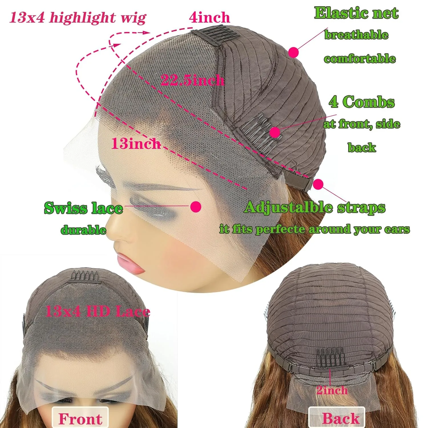 Ombre Lace Front Wig Human Hair 28inch Highlight 13x4 HD Straight Lace Front Wigs 180% Density 4/27 Colored Honey Blonde HD Lace Frontal Wigs For Women Glueless Pre Plucked with Baby Hair
