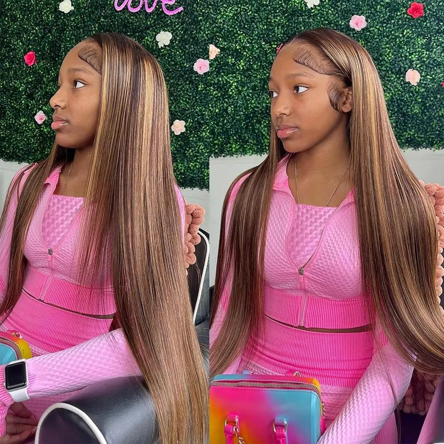 Ombre Lace Front Wig Human Hair 28inch Highlight 13x4 HD Straight Lace Front Wigs 180% Density 4/27 Colored Honey Blonde HD Lace Frontal Wigs For Women Glueless Pre Plucked with Baby Hair