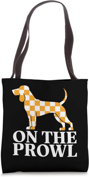 On the Prowl Checkered Dog Silhouette Tote Bag