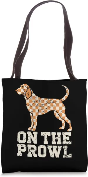 On the Prowl Checkered Dog Silhouette Tote Bag