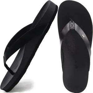 ONCAI Womens Flip Flops For Women Comfortable Leather Strap Yoga Mat Non-Slip Women's Thong Sandal Casual Summer Beach Slippers With Arch Support