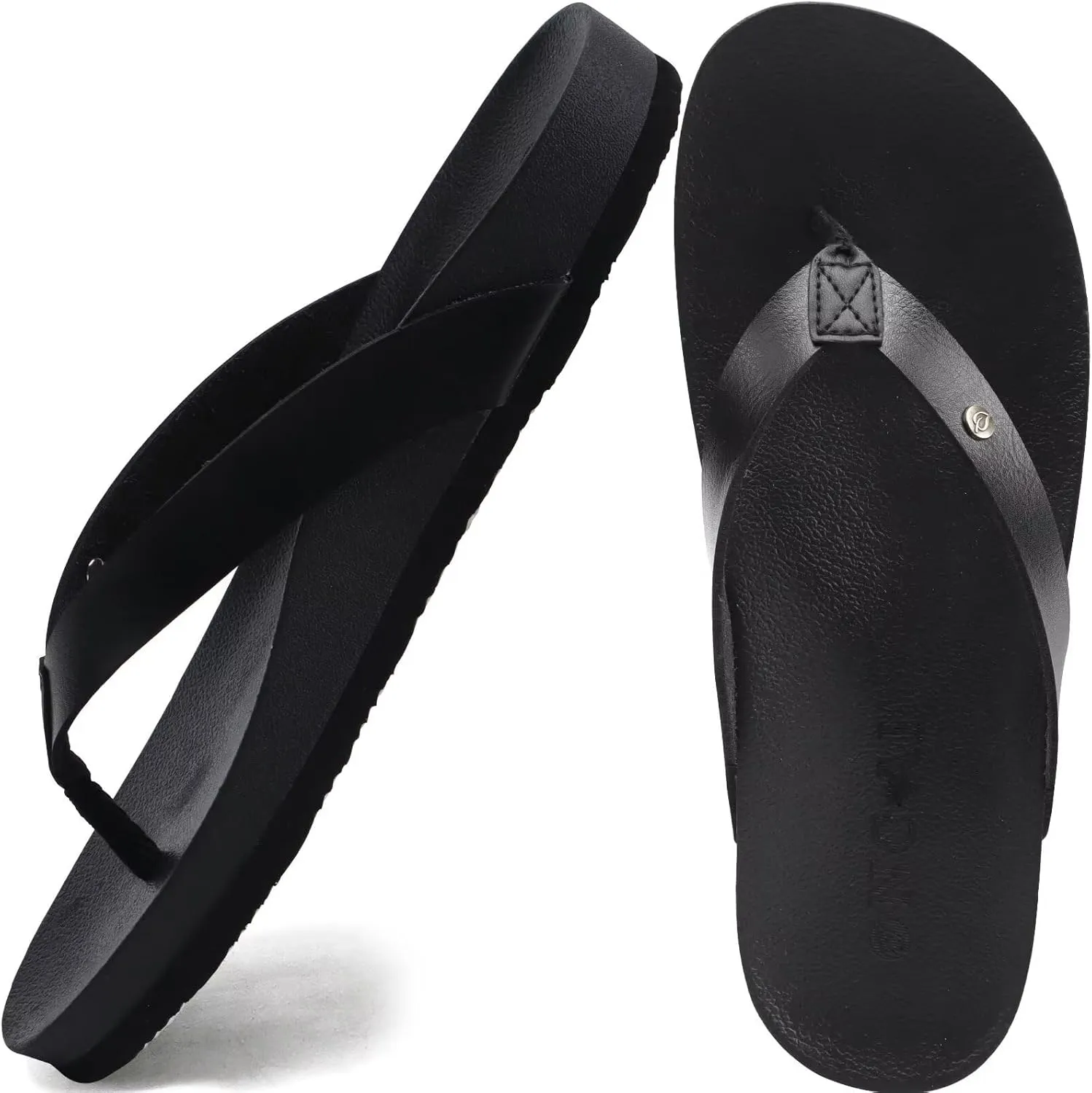 ONCAI Womens Flip Flops For Women Comfortable Leather Strap Yoga Mat Non-Slip Women's Thong Sandal Casual Summer Beach Slippers With Arch Support