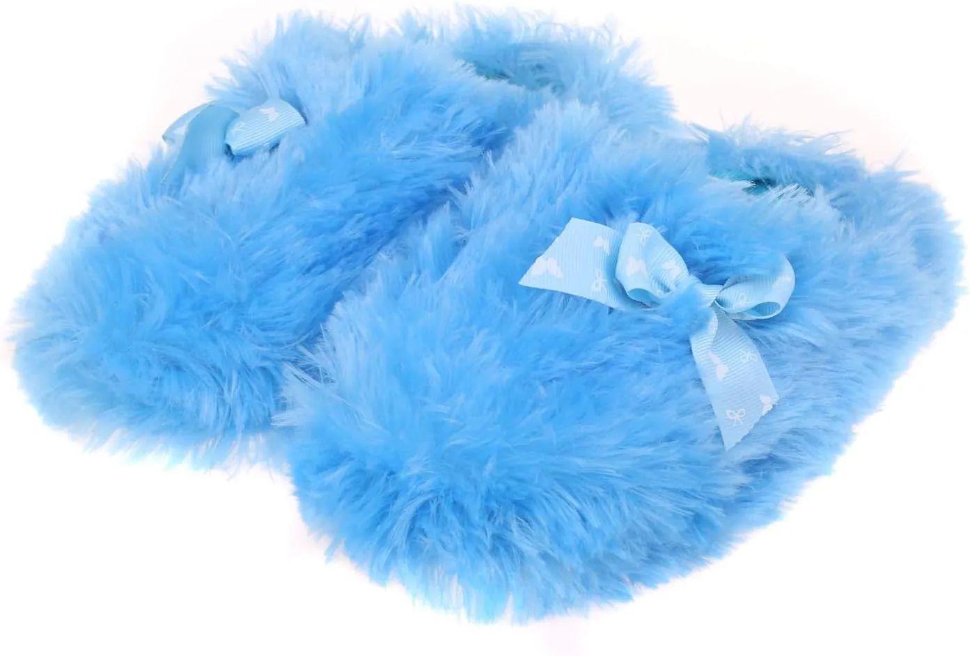 Onmygogo Girls Fuzzy Winter Indoor Slippers with Floral Bowknot, Warm Cozy Plush House Slippers for Little Big Kids Girls