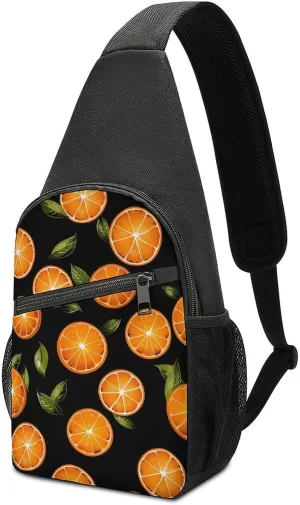 Oranges Citrius Fruit Crossbody Sling Backpack Adjustable Straps Chest Bag for Hiking Traveling Outdoors