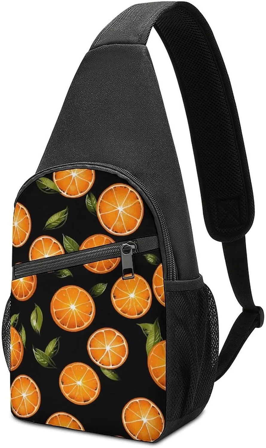 Oranges Citrius Fruit Crossbody Sling Backpack Adjustable Straps Chest Bag for Hiking Traveling Outdoors