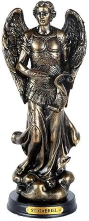 Pacific Giftware St. Gabriel Archangel Messenger from God Figurine 8 Inch Tall Wooden Base with Brass Name Plate