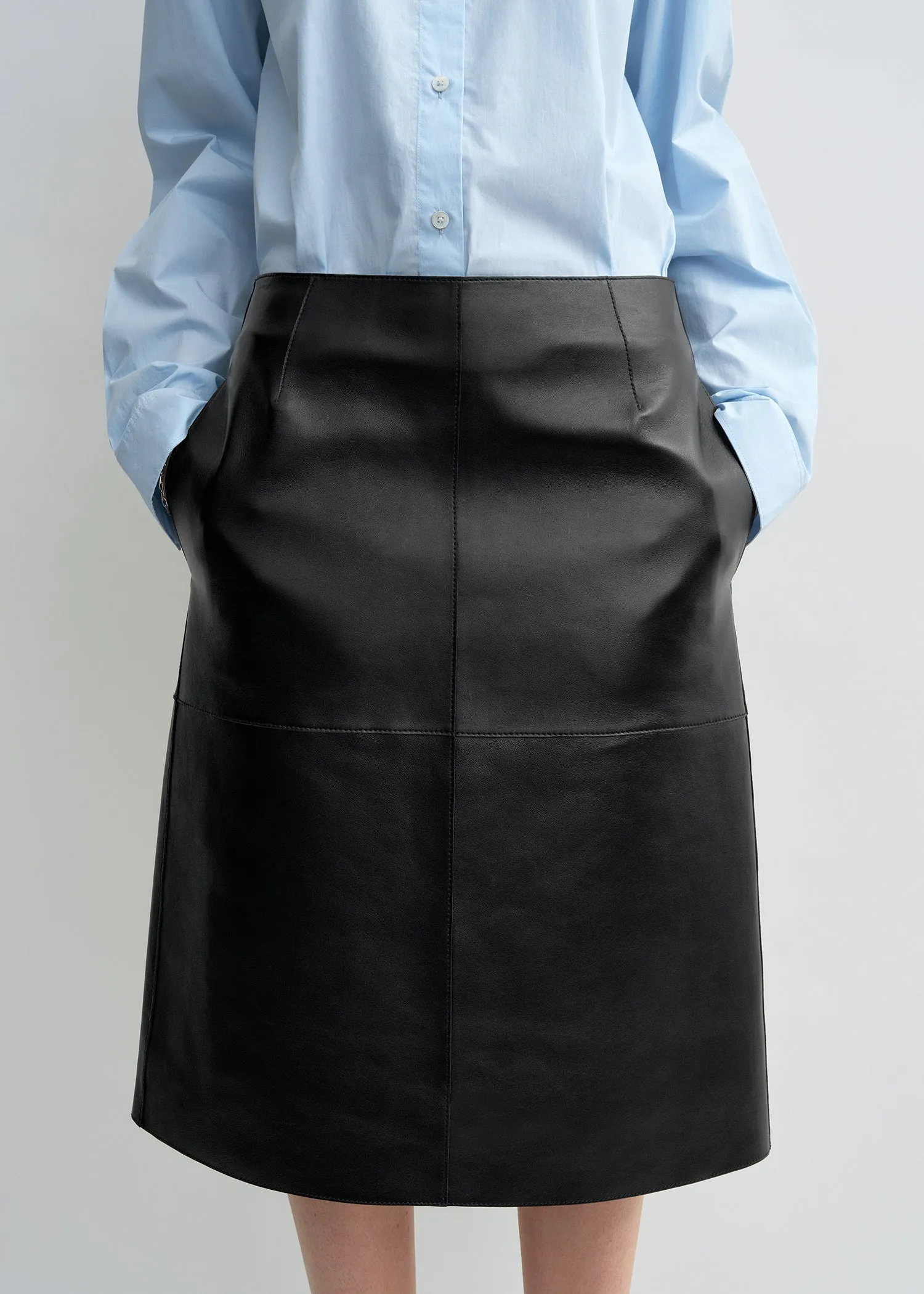 Paneled leather skirt black