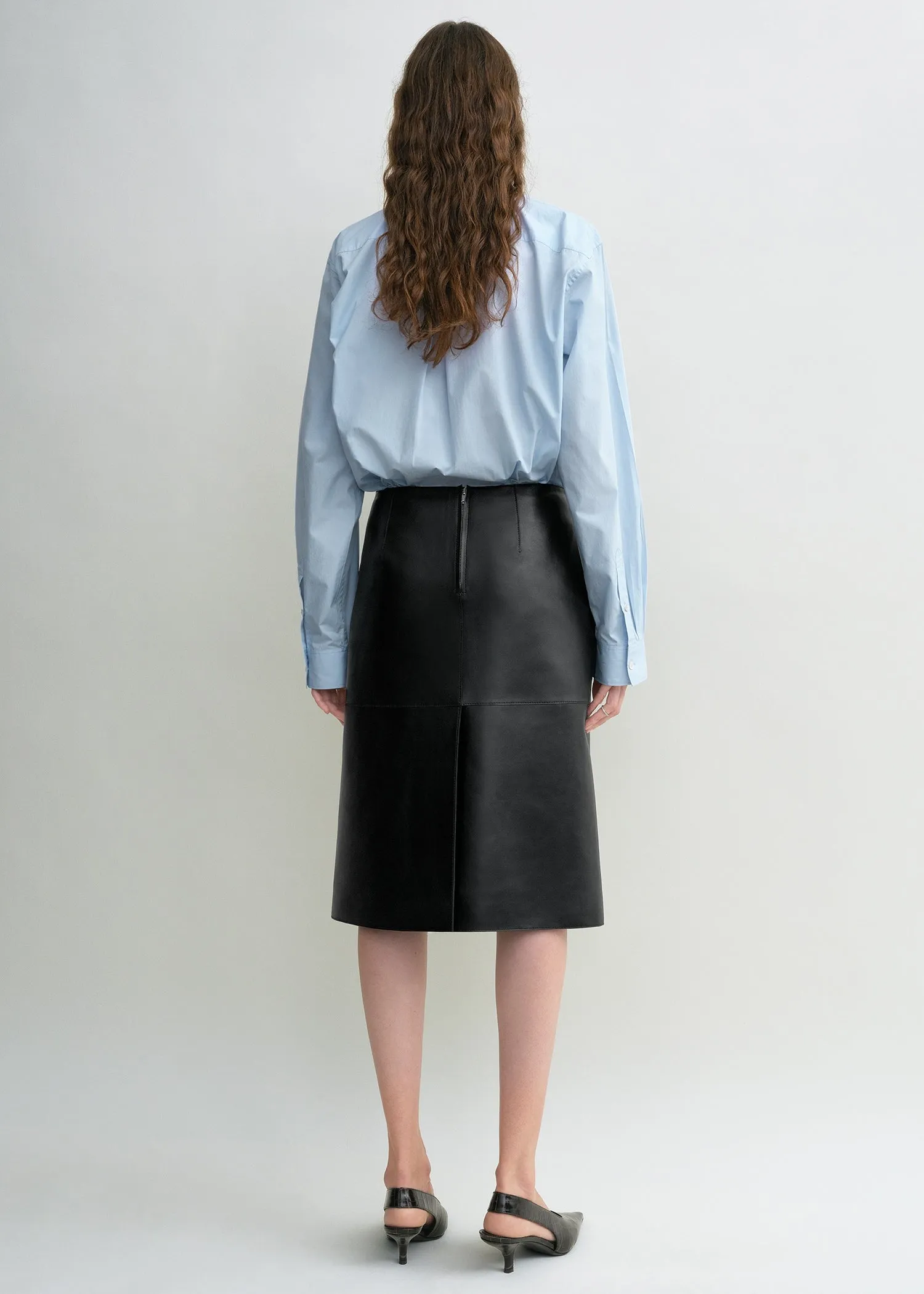 Paneled leather skirt black