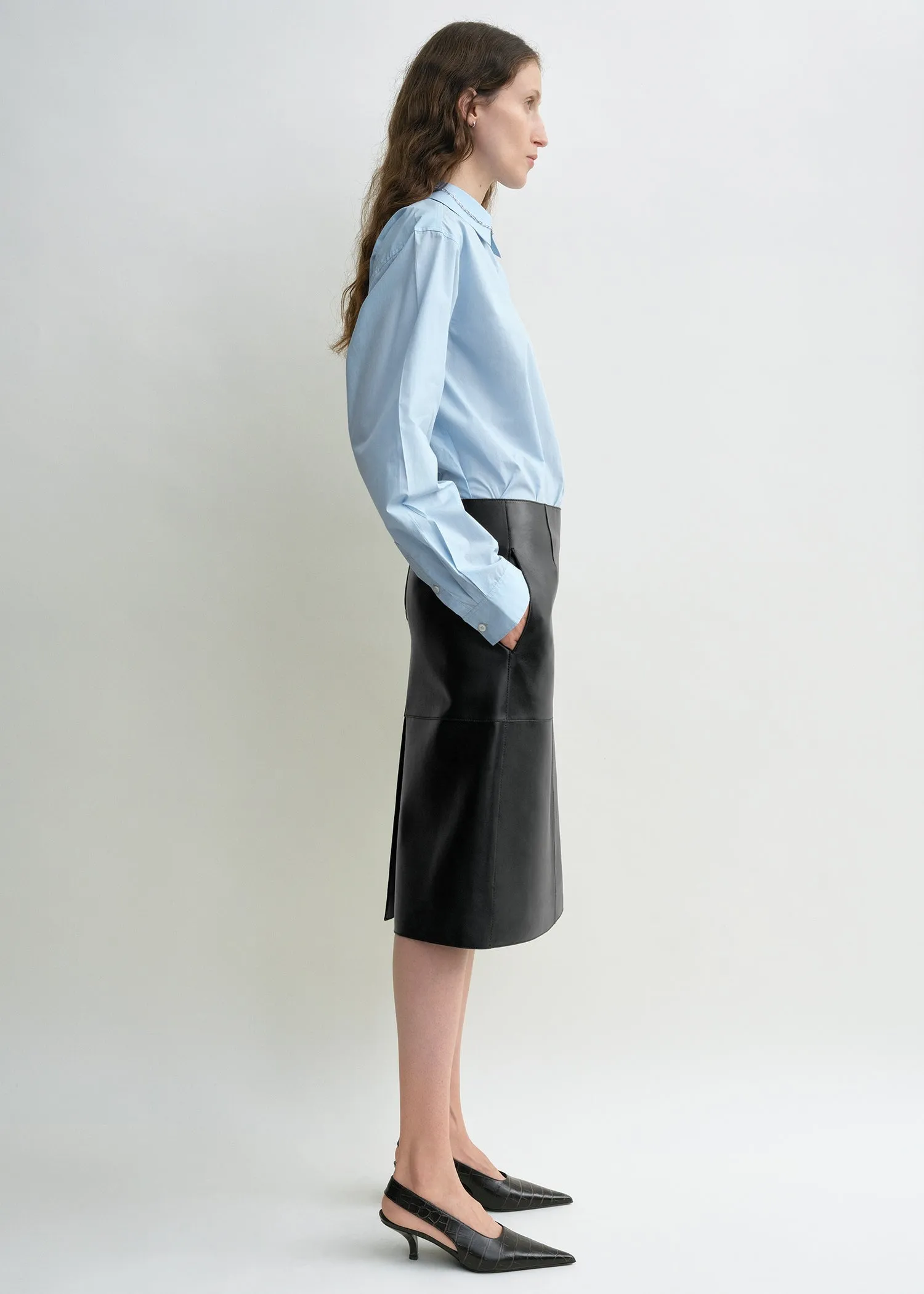 Paneled leather skirt black