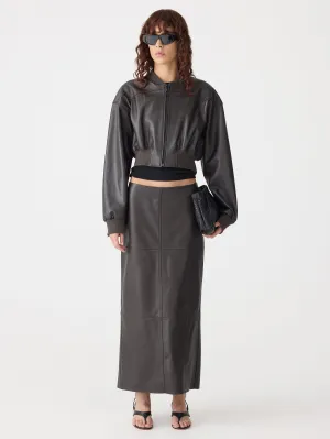 Paneled Leather Skirt