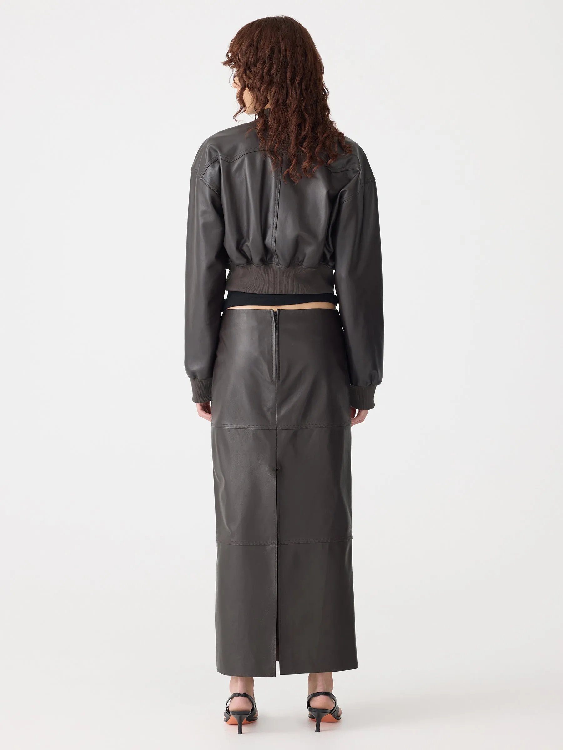 Paneled Leather Skirt