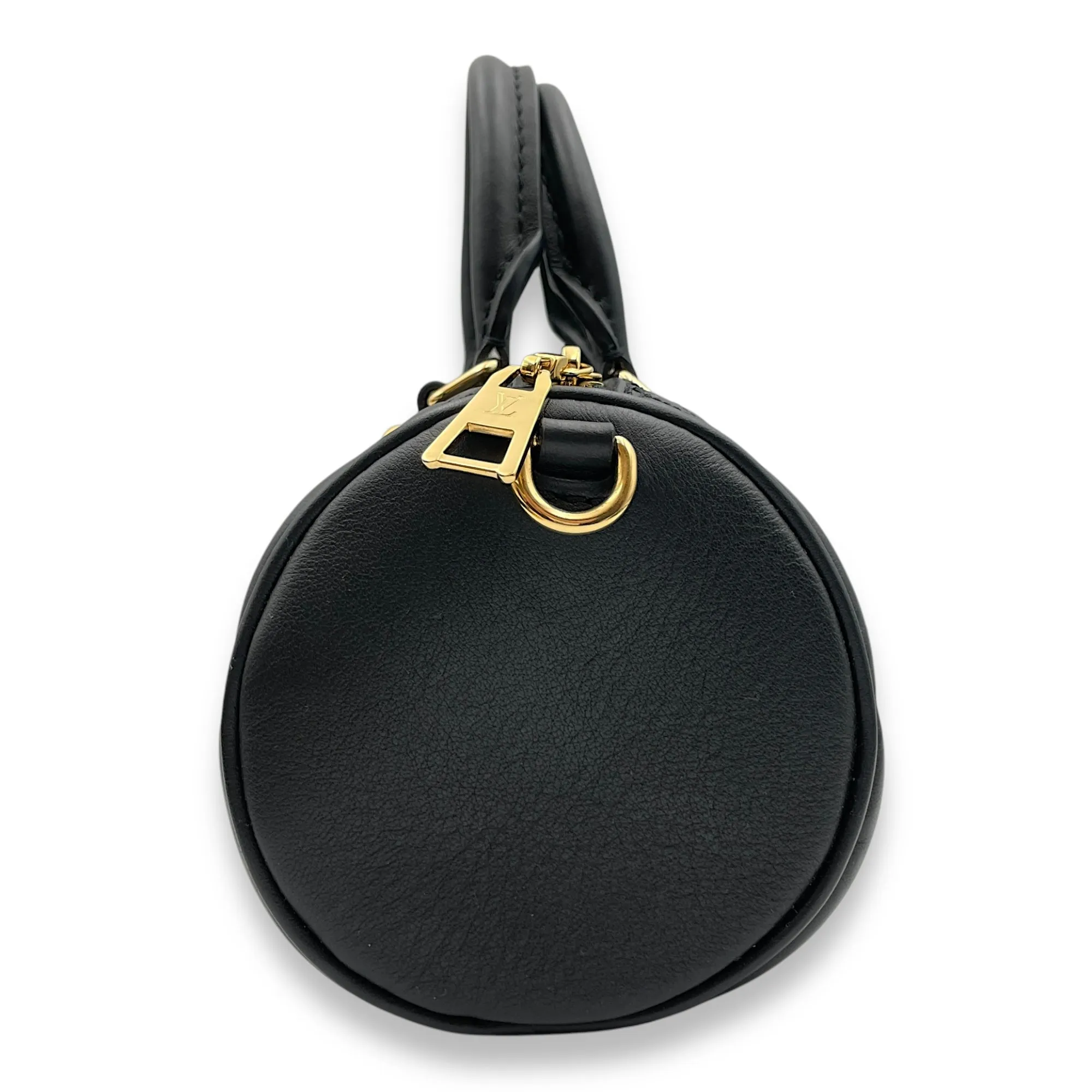 Papillon BB Black Crossbody Bag in Calfskin, Gold hardware