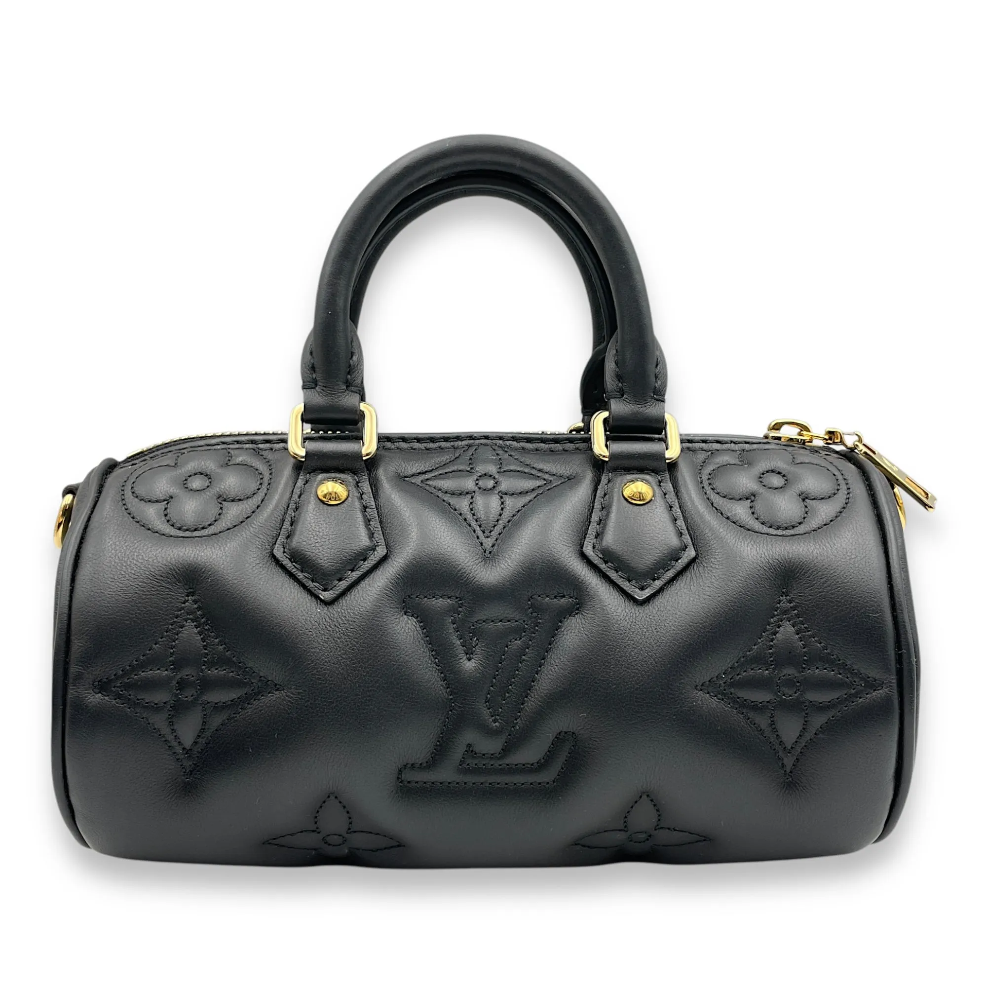 Papillon BB Black Crossbody Bag in Calfskin, Gold hardware
