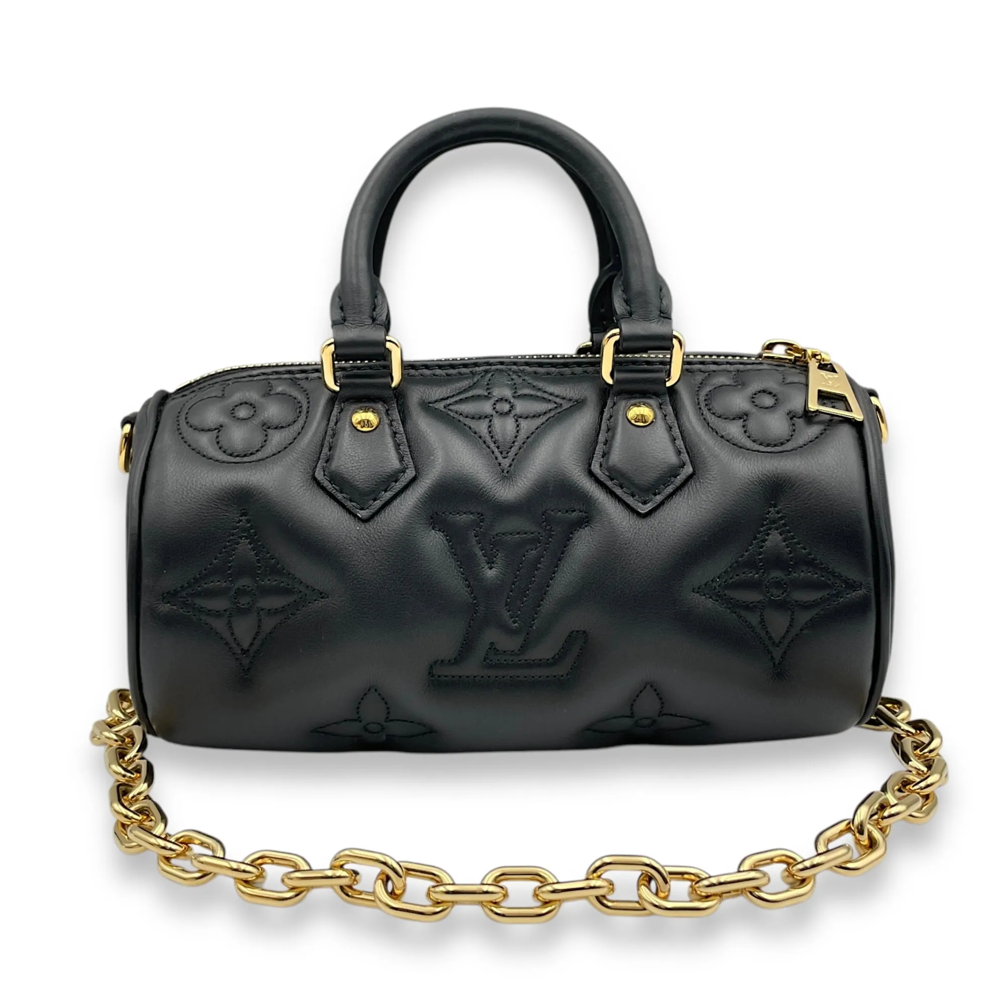 Papillon BB Black Crossbody Bag in Calfskin, Gold hardware