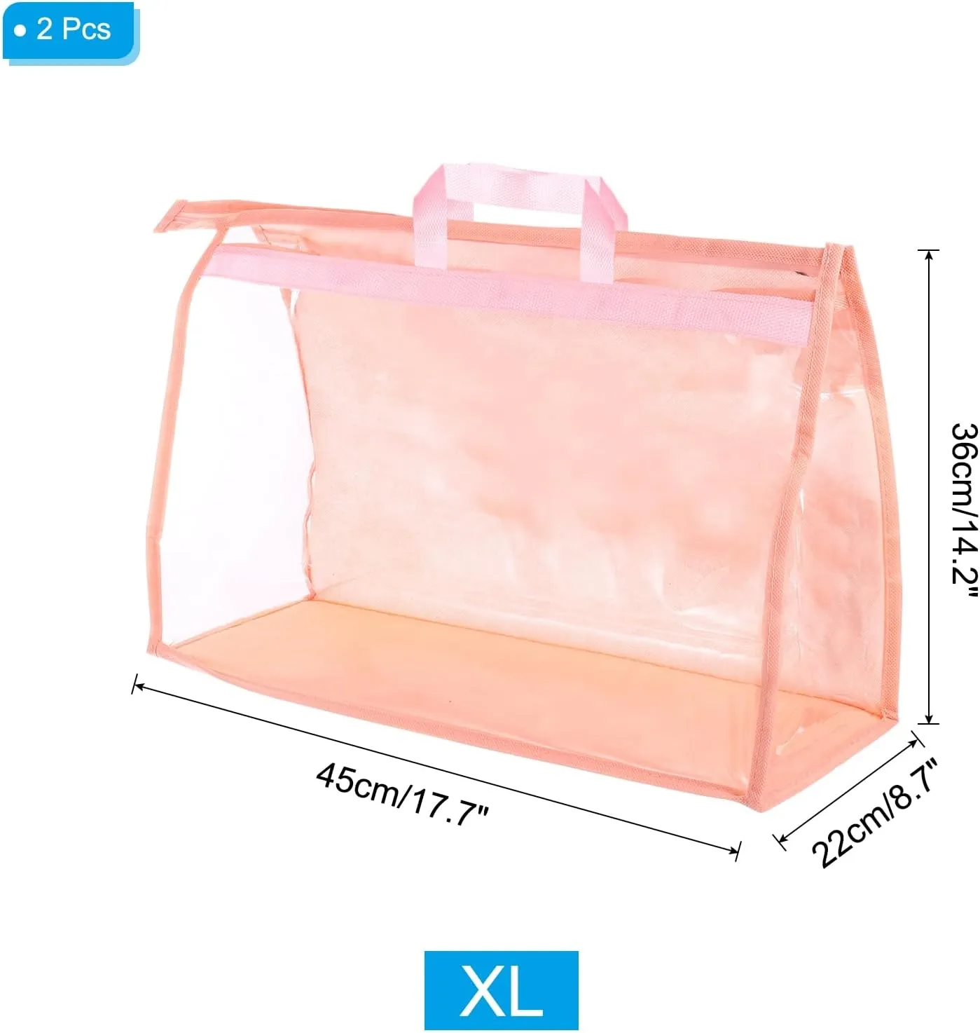 PATIKIL Handbag Dust Bags, 2 Pack Clear Purse Storage Organizer XL Size PVC Dustproof Handbag Cover Transparent Purse Protector for Closet Rack Wardrobe, Pink