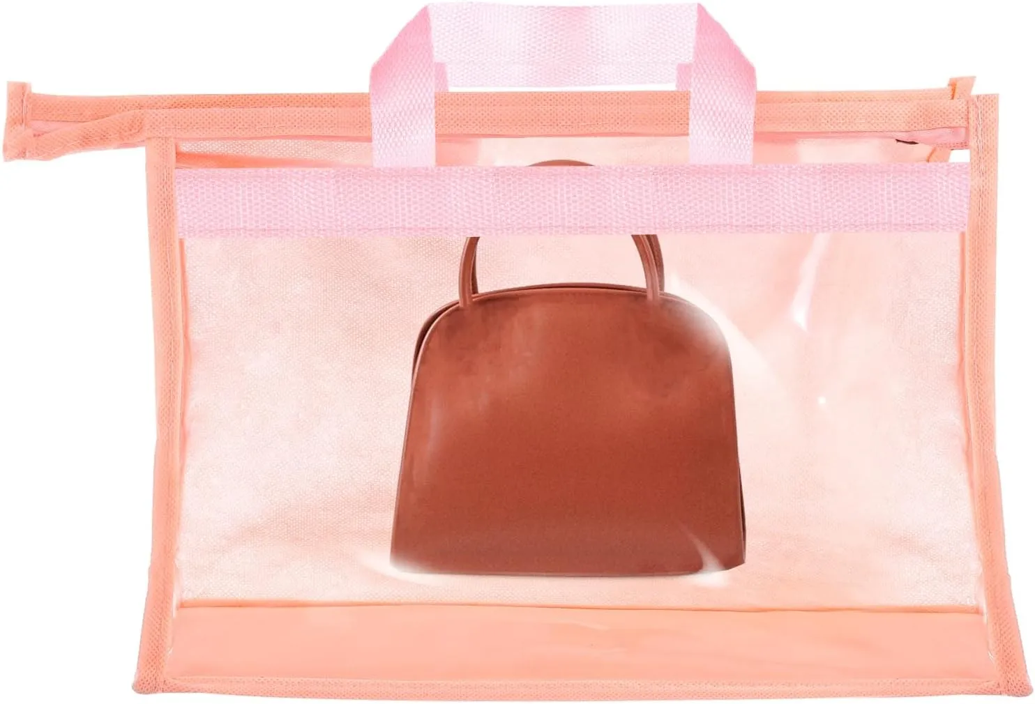 PATIKIL Handbag Dust Bags, 2 Pack Clear Purse Storage Organizer XL Size PVC Dustproof Handbag Cover Transparent Purse Protector for Closet Rack Wardrobe, Pink