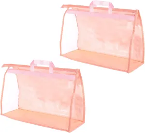 PATIKIL Handbag Dust Bags, 2 Pack Clear Purse Storage Organizer XL Size PVC Dustproof Handbag Cover Transparent Purse Protector for Closet Rack Wardrobe, Pink