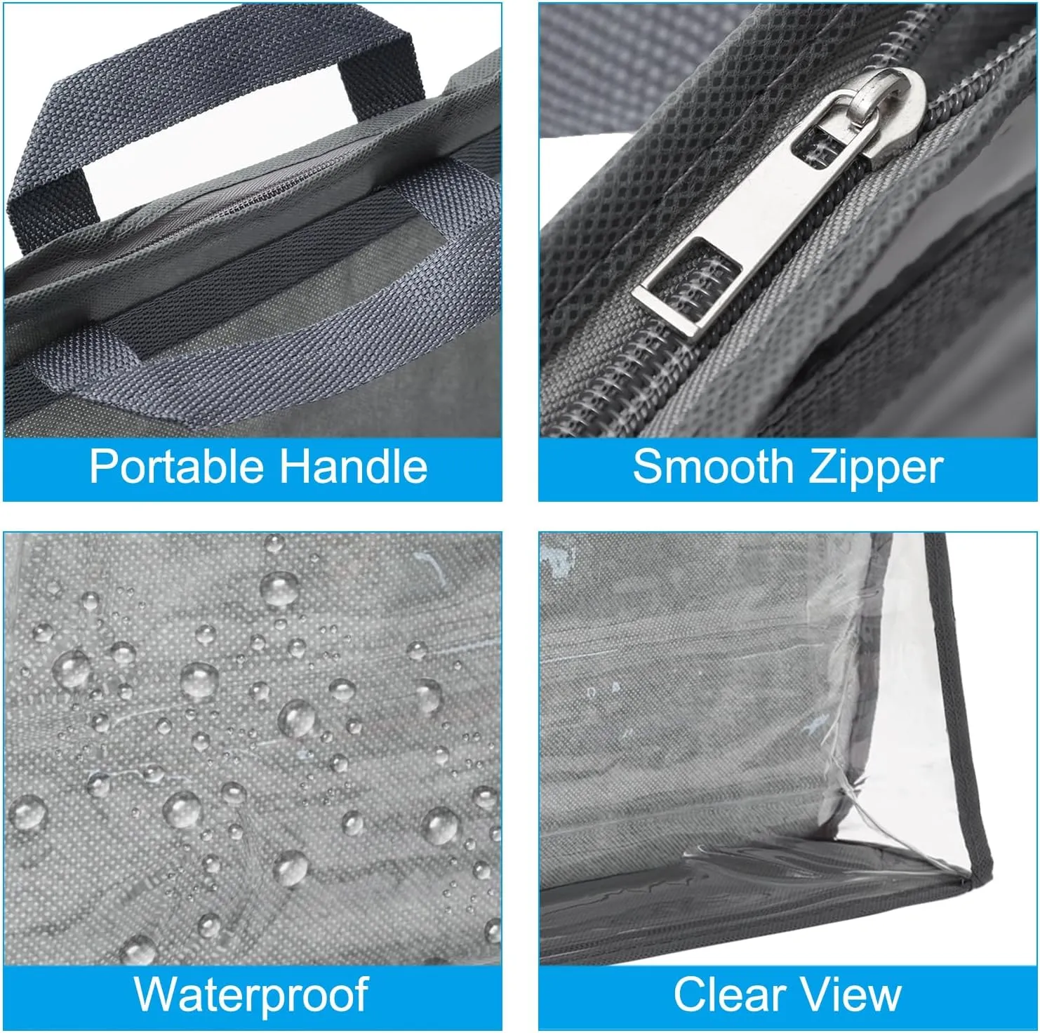 PATIKIL Handbag Dust Bags, Clear Purse Storage Organizer XXL Size PVC Dustproof Handbag Cover Transparent Purse Protector, Gray
