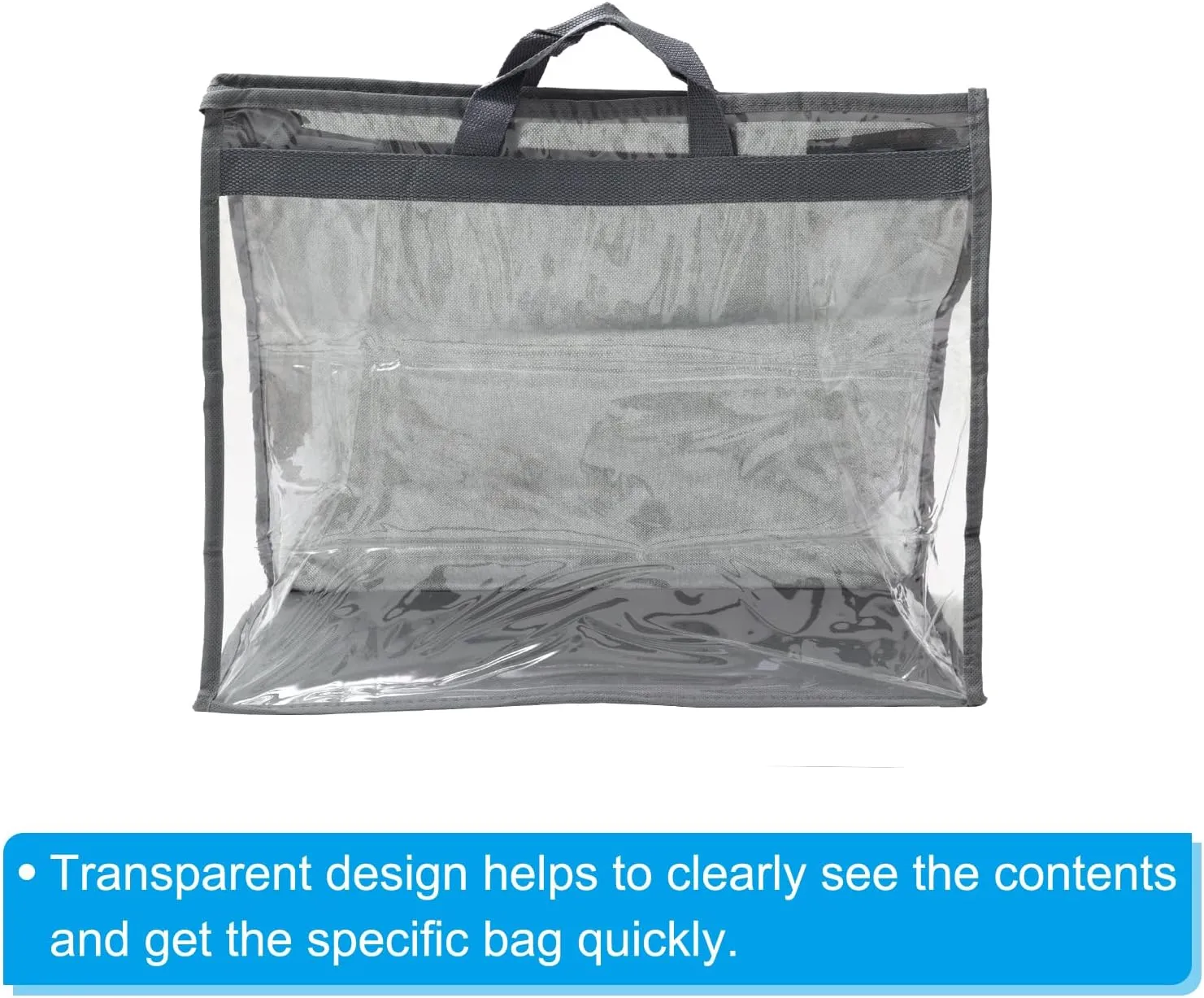 PATIKIL Handbag Dust Bags, Clear Purse Storage Organizer XXL Size PVC Dustproof Handbag Cover Transparent Purse Protector, Gray