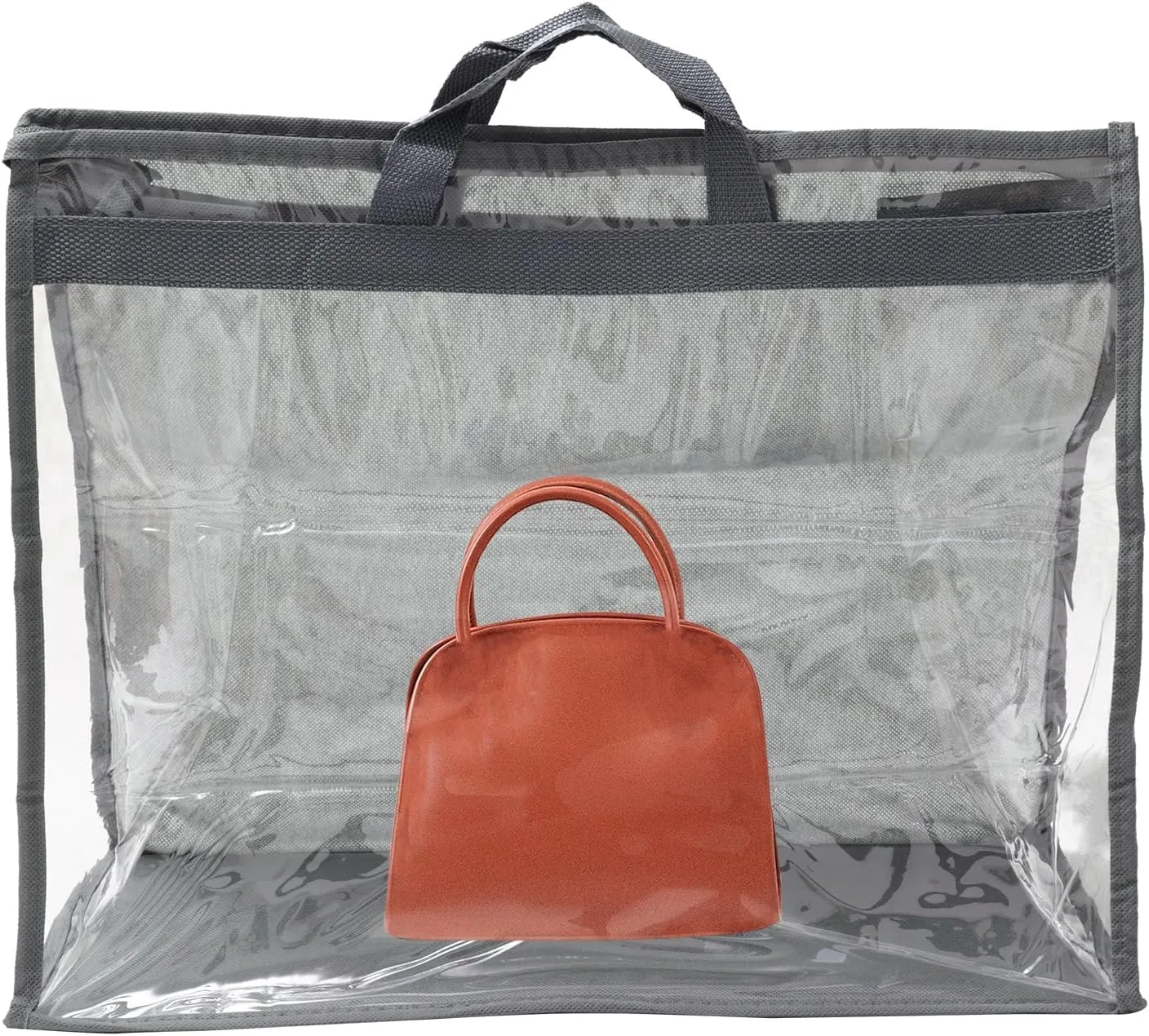 PATIKIL Handbag Dust Bags, Clear Purse Storage Organizer XXL Size PVC Dustproof Handbag Cover Transparent Purse Protector, Gray