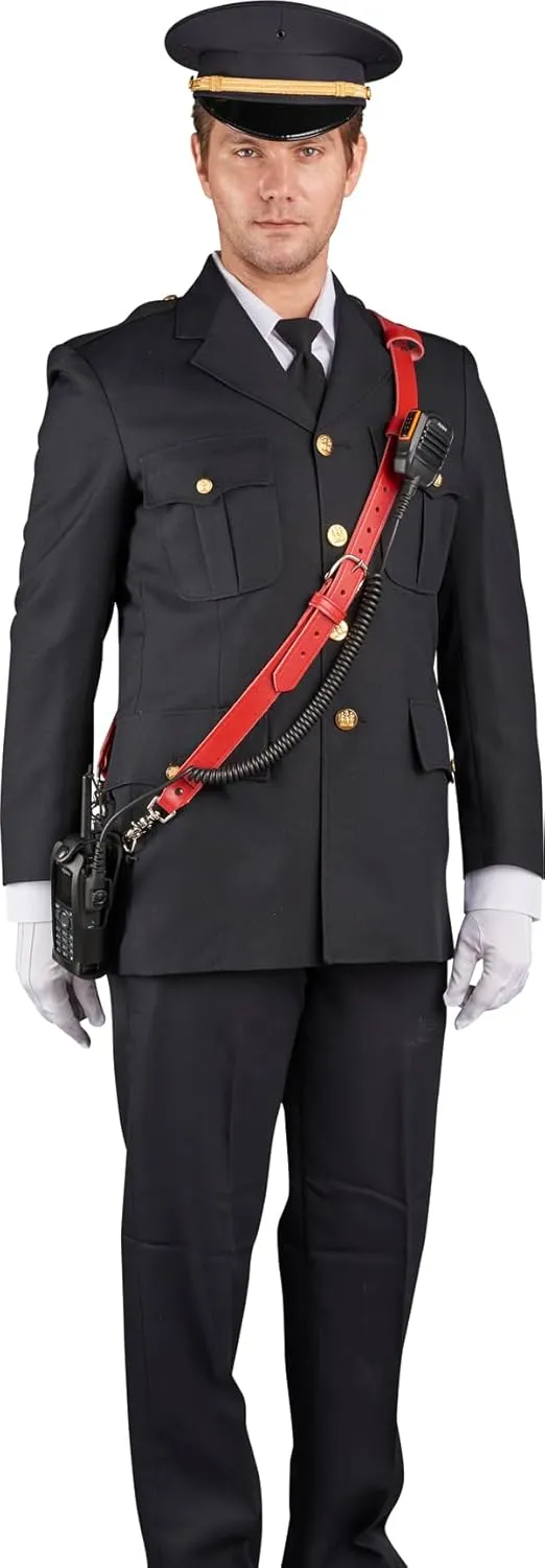 Perfect Fit Shield Wallets Firefighter Leather Radio Strap Black Hardware and Fireman Red Leather