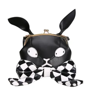 Personality Cute Cartoon Bunny Monster Plaid Bow Crossbody Bags