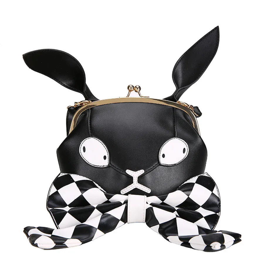 Personality Cute Cartoon Bunny Monster Plaid Bow Crossbody Bags