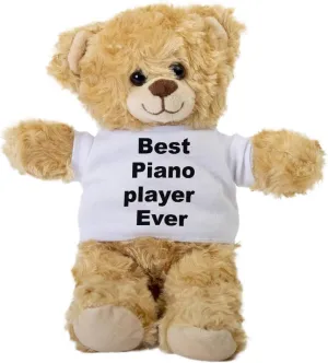 Piano Player Teddy Bear, Gift Stuffed Animal, Plush Teddy Bear with Tee, Gift for Her, Birthday Christmas Basket Gift Idea