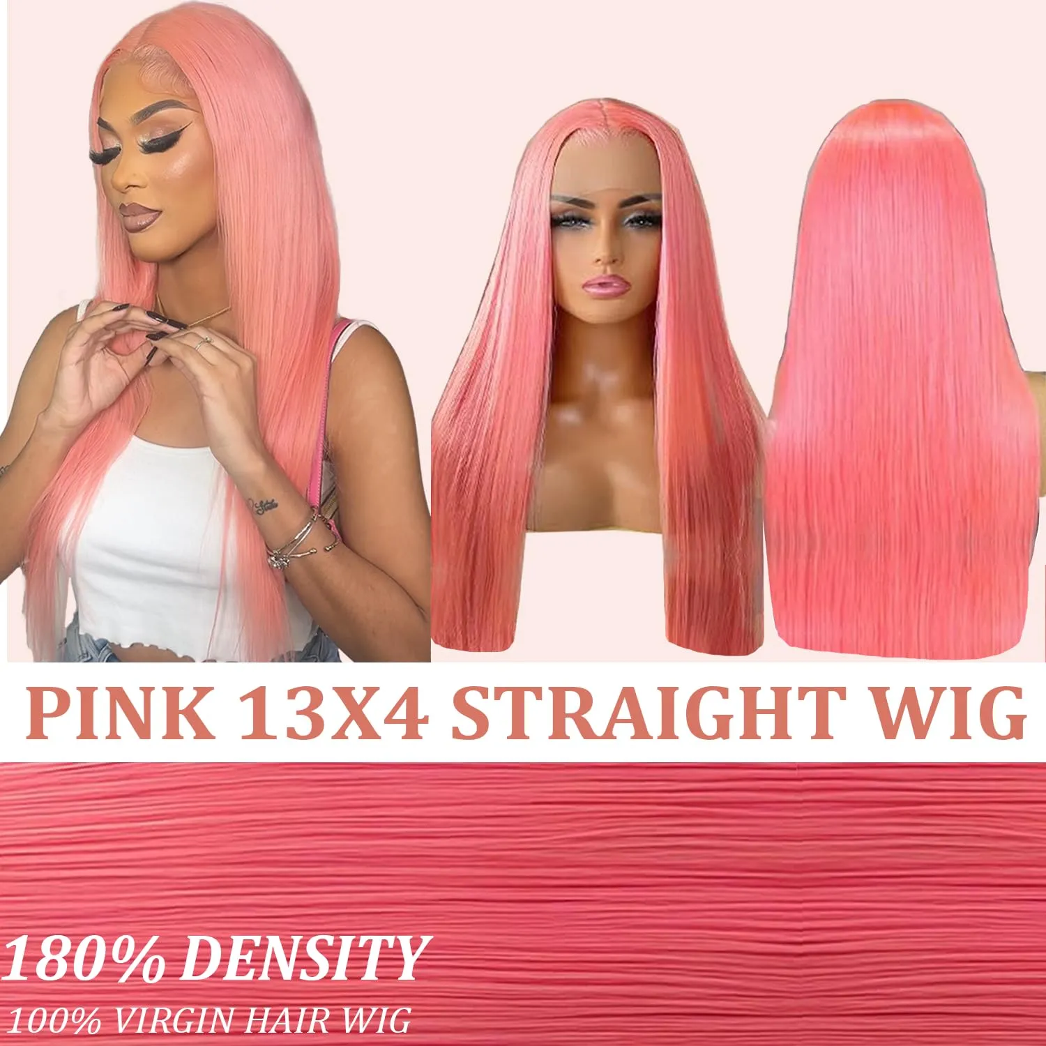 Pink Wig Human Hair 13x4 Hd Straight Lace Front Wigs Human Hair Pink Human Hair Wigs for Women Wear and Go Glueless Hot Pink Lace Front Wig Pre Plucked with Baby Hair 24 inch