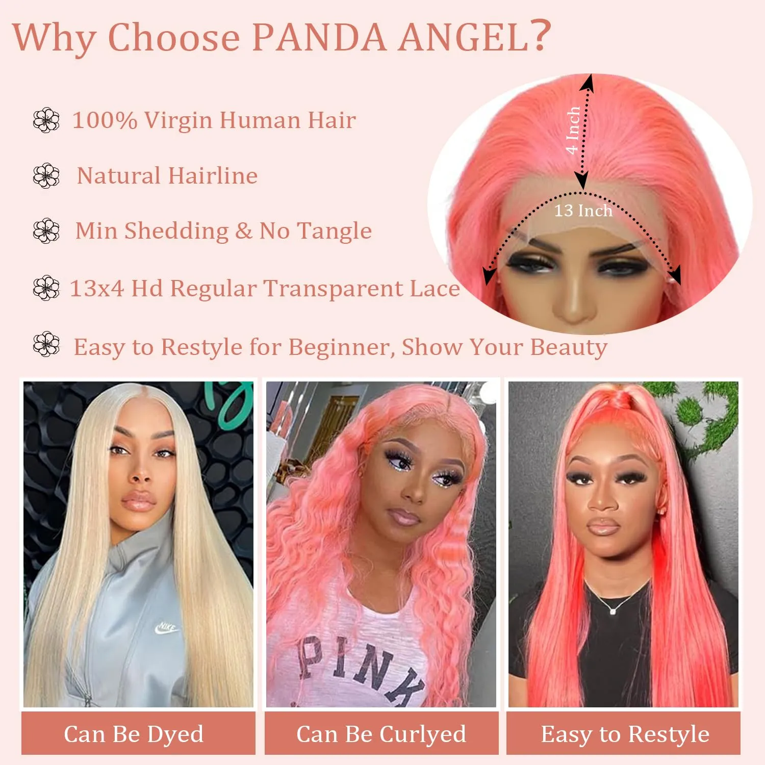 Pink Wig Human Hair 13x4 Hd Straight Lace Front Wigs Human Hair Pink Human Hair Wigs for Women Wear and Go Glueless Hot Pink Lace Front Wig Pre Plucked with Baby Hair 24 inch