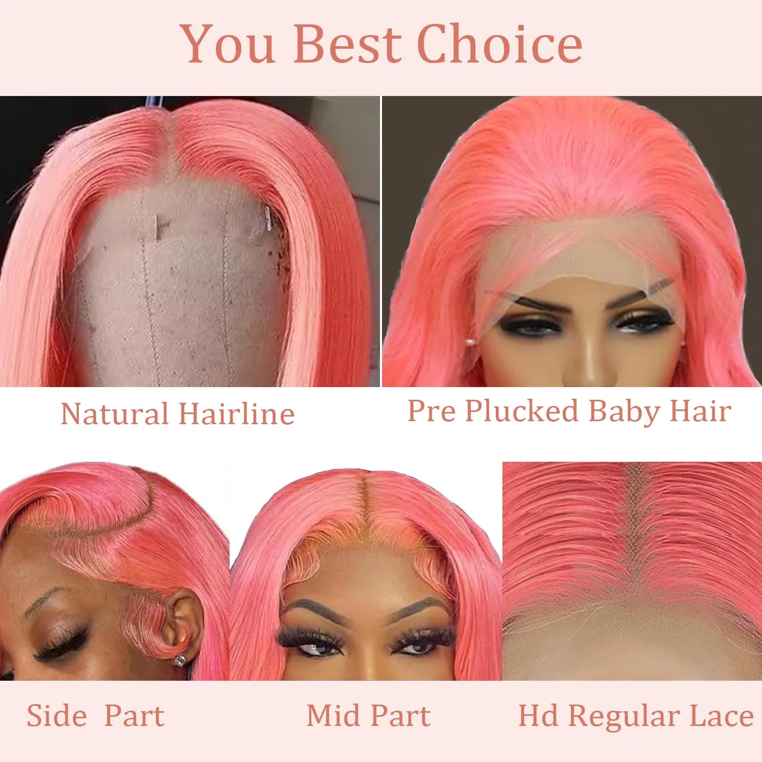 Pink Wig Human Hair 13x4 Hd Straight Lace Front Wigs Human Hair Pink Human Hair Wigs for Women Wear and Go Glueless Hot Pink Lace Front Wig Pre Plucked with Baby Hair 24 inch