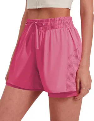 Pinspark womens High Waisted Quick Dry Gym Shorts with Pocket