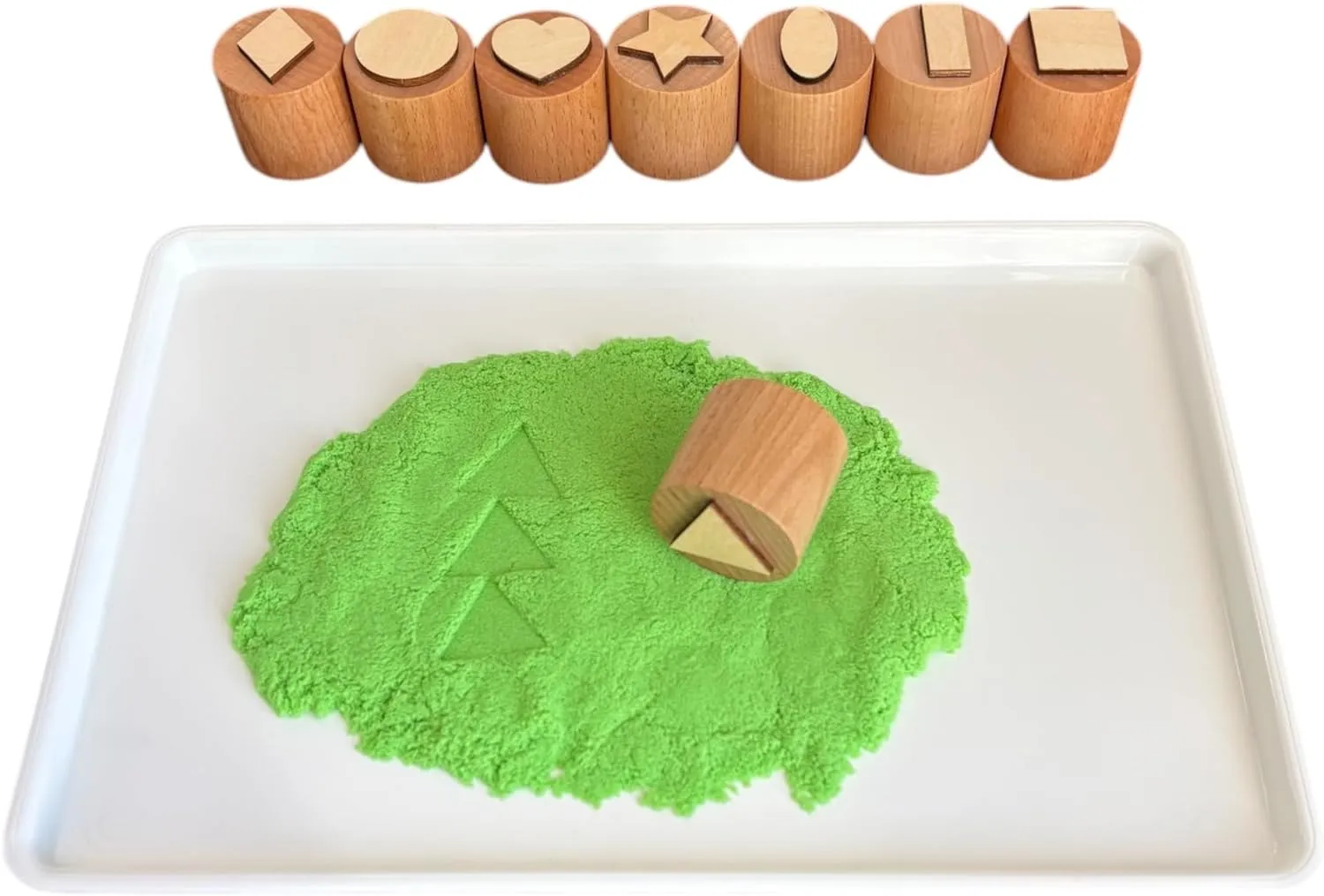Playdough Tool Set Geometric Shapes Theme - Wooden Playdough Tools - Playdough Stamps