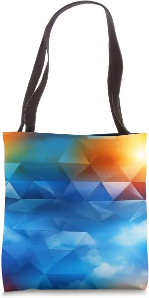 Polygon Blue Geometric Triangle Tote Bag
