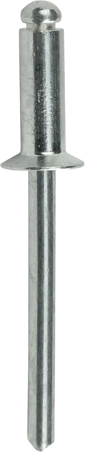 Pop Rivets - 3/16" x 1/2" (100 pcs) Heavy Duty, Open-End, Aluminum, Dome-Head Blind Rivets, Corrosion-Resistant & High Shear Strength, 6-8 Gap .376" - .500"