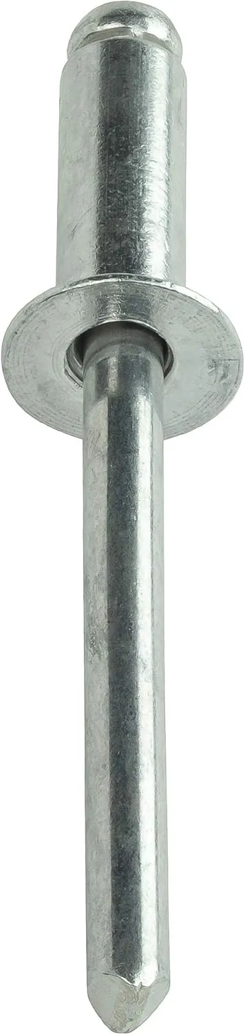 Pop Rivets - 3/16" x 1/2" (100 pcs) Heavy Duty, Open-End, Aluminum, Dome-Head Blind Rivets, Corrosion-Resistant & High Shear Strength, 6-8 Gap .376" - .500"
