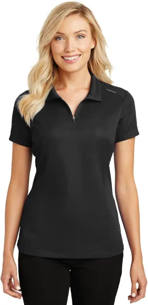 Port Authority Ladies Pinpoint Mesh Zip Polo