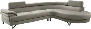Poundex Bobkona Isidro Faux Leather sectional, Light Grey
