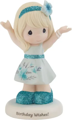Precious Moments 216003 Birthday Wishes! Blonde Hair/Light Skin Bisque Porcelain Figurine